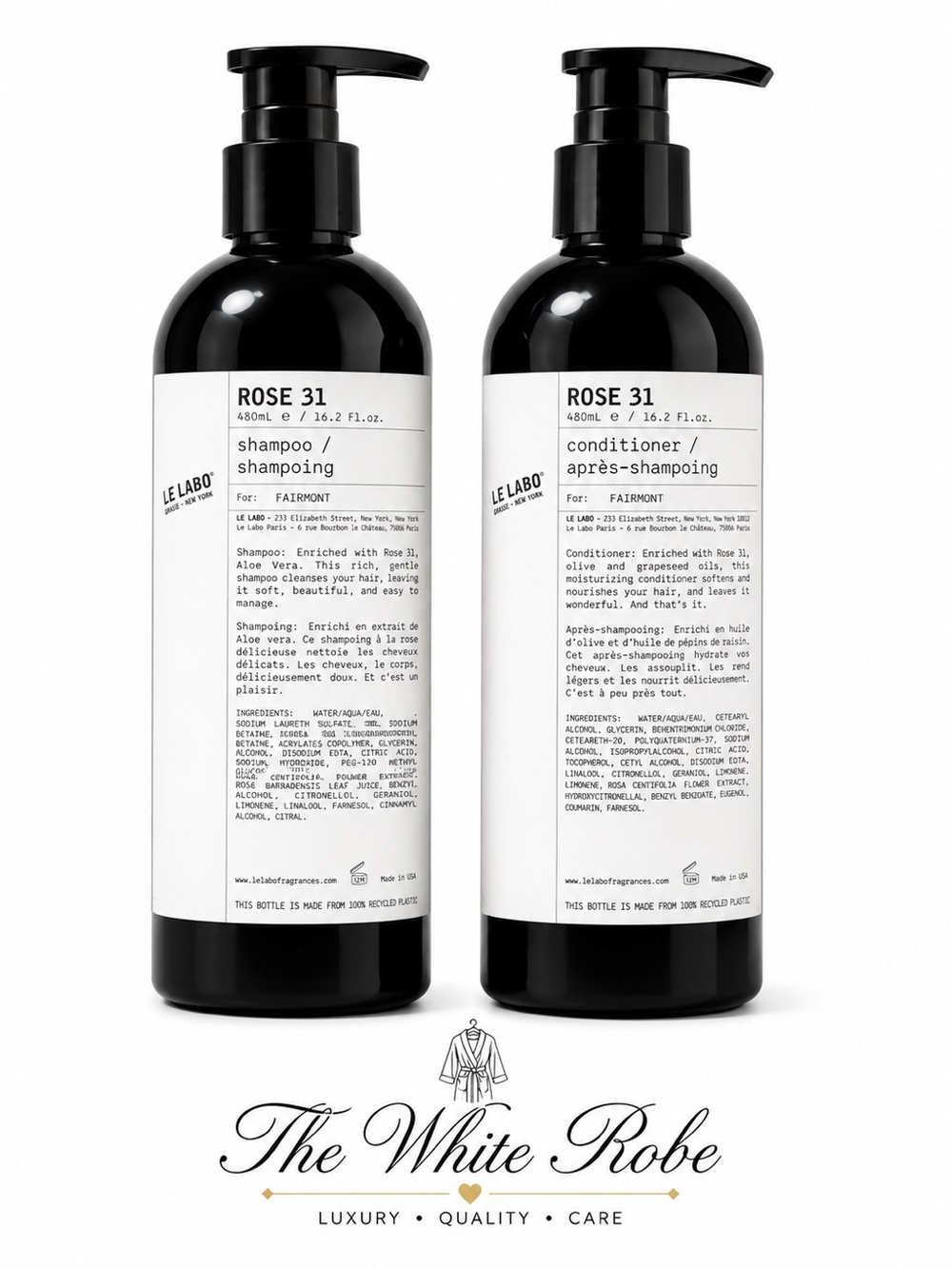 Le LABO ROSE 31 SHAMPOO & CONDITIONER SET – 16.2 oz / 480 ml